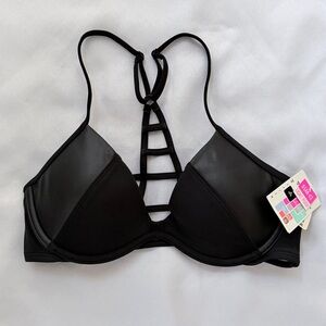 VS Pink Strappy Leather Bikini Top
